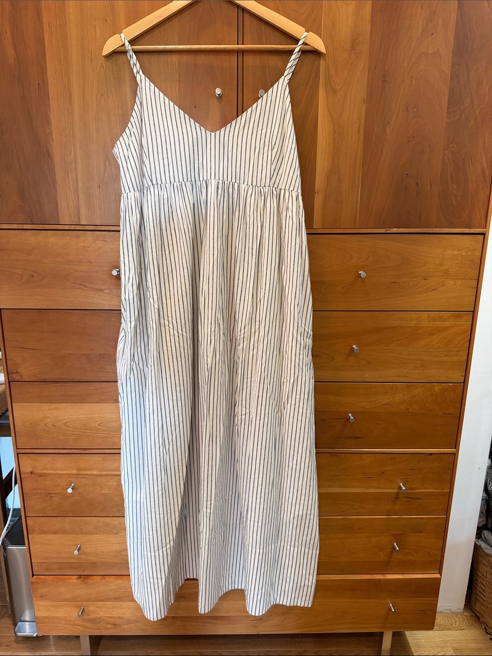 Jenni Kayne Striped V-Neck Spaghetti Strap Maxi Dress - White/Black